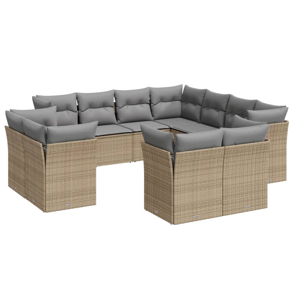 sofasæt til haven 11 dele med hynder polyrattan beige