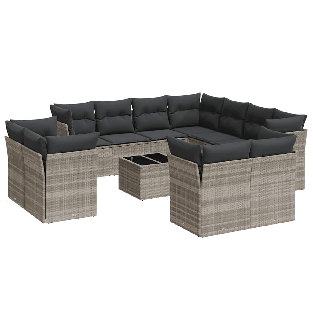 sofasæt til haven 12 dele med hynder polyrattan lysegrå