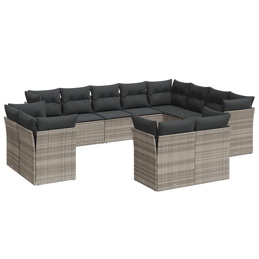 sofasæt til haven 12 dele med hynder polyrattan lysegrå