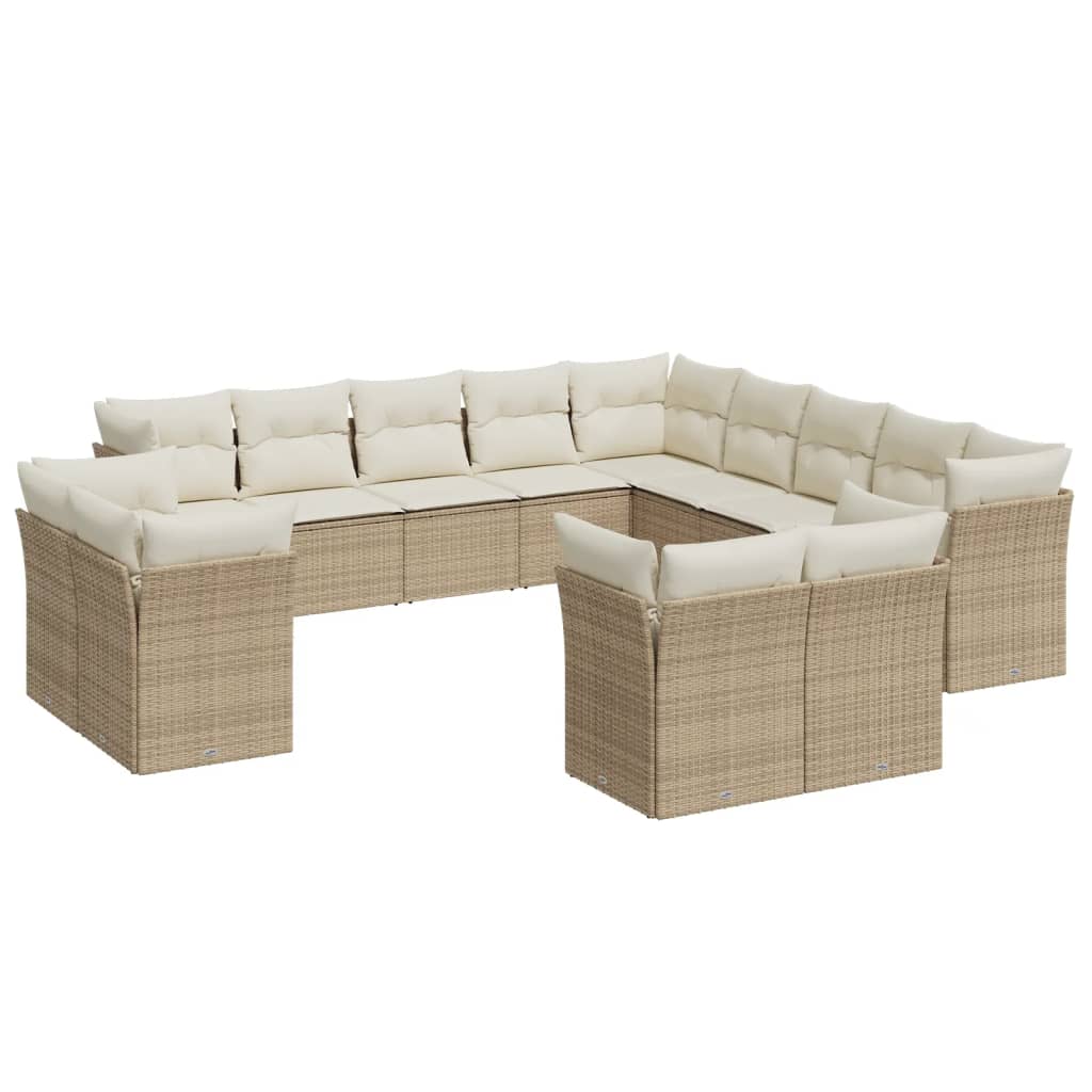 sofasæt til haven 13 dele med hynder polyrattan beige