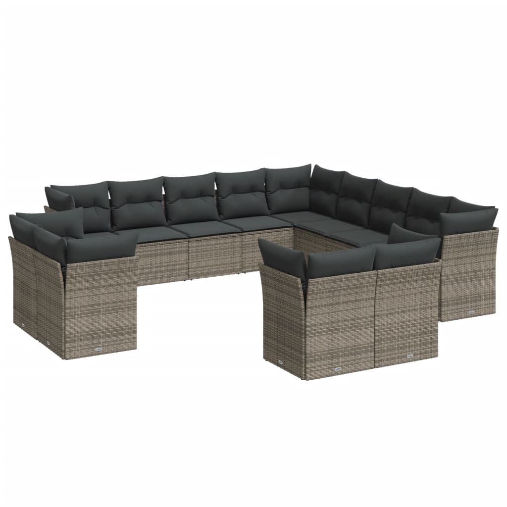 sofasæt til haven 13 dele med hynder polyrattan grå