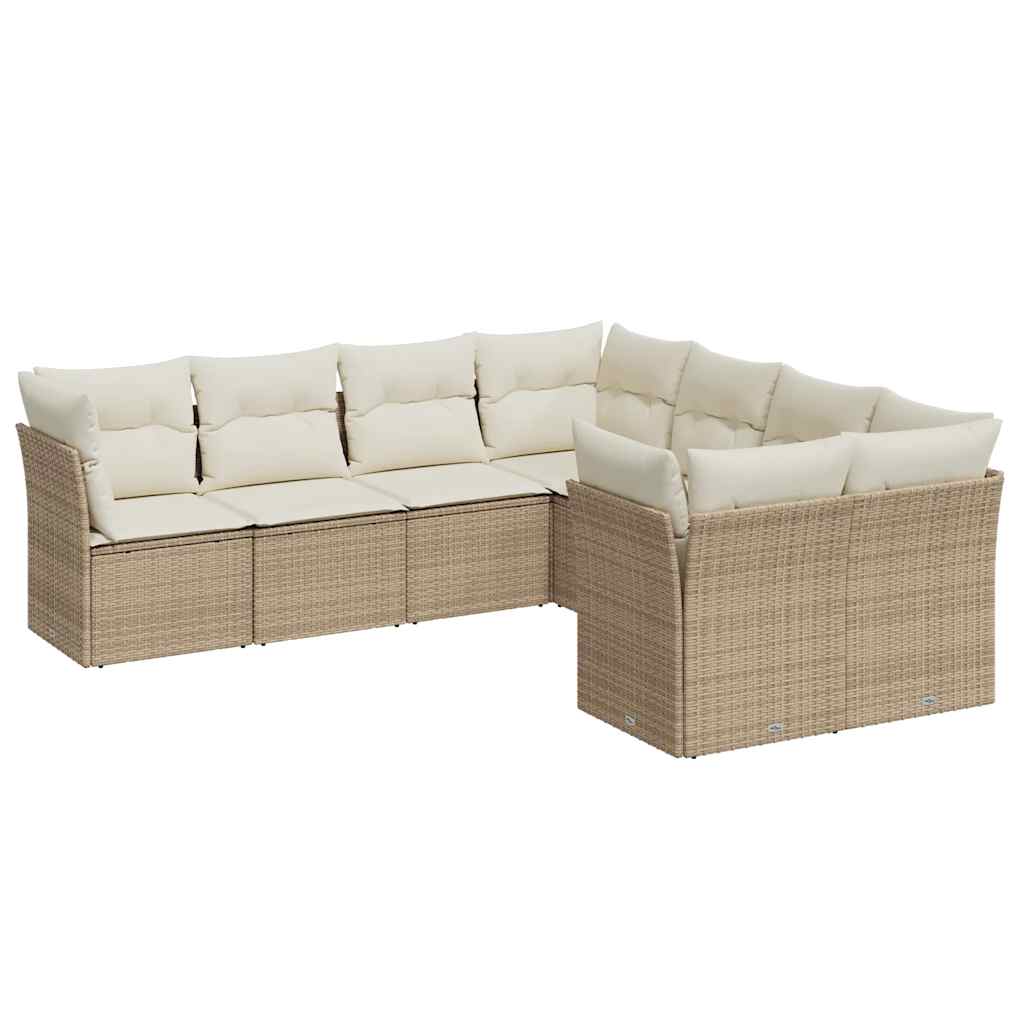 sofasæt til haven 8 dele med hynder polyrattan beige