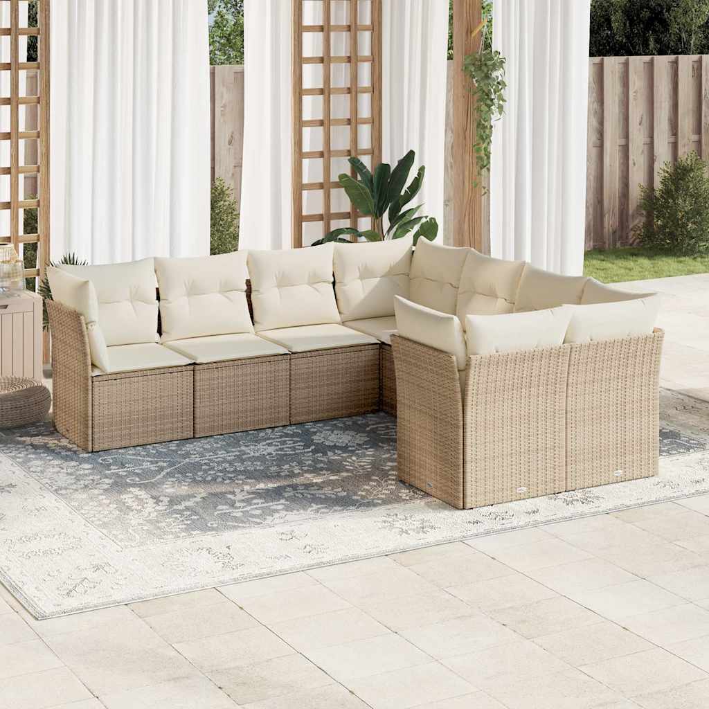 sofasæt til haven 8 dele med hynder polyrattan beige