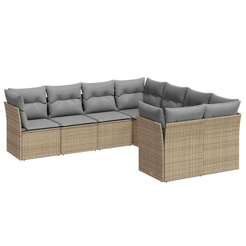 sofasæt til haven 8 dele med hynder polyrattan beige