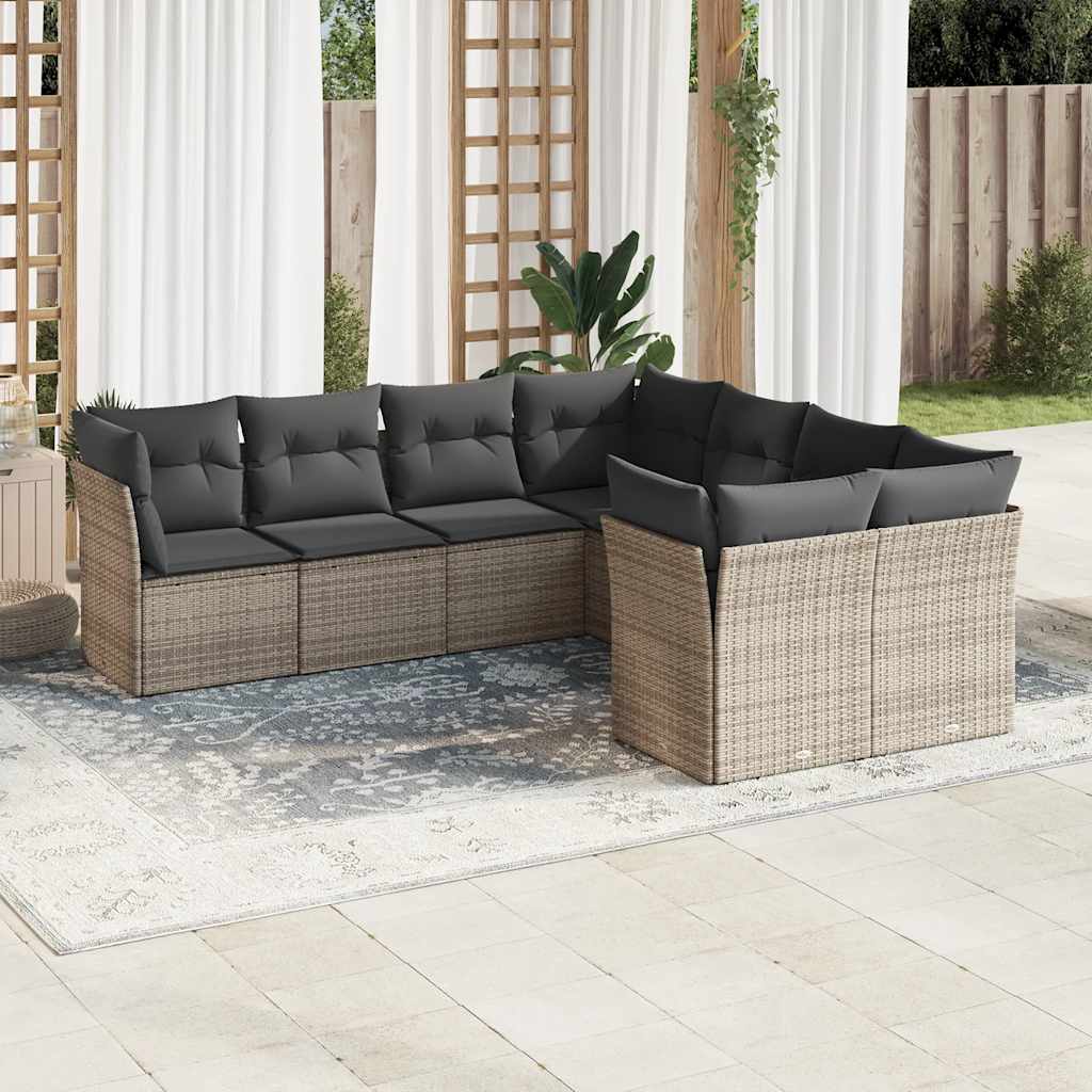 sofasæt til haven 8 dele med hynder polyrattan grå