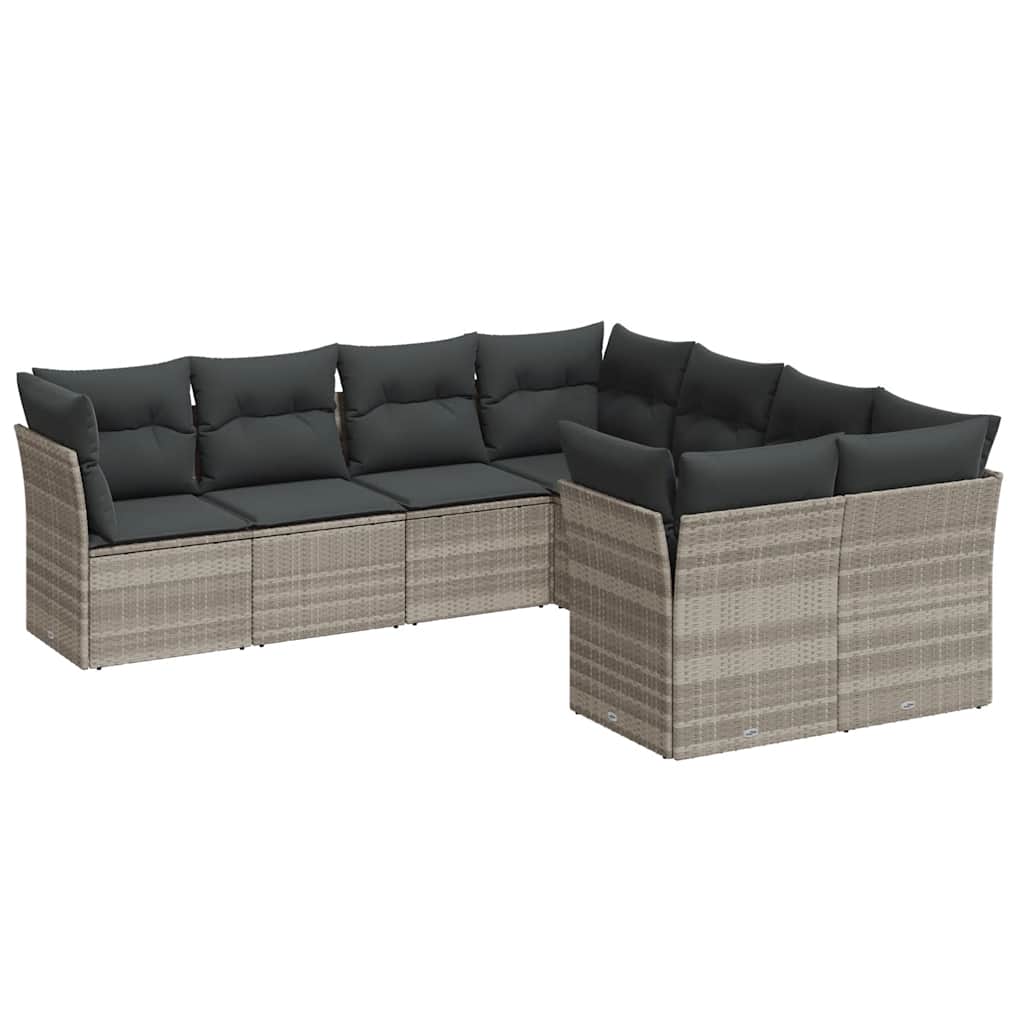sofasæt til haven 8 dele med hynder polyrattan lysegrå