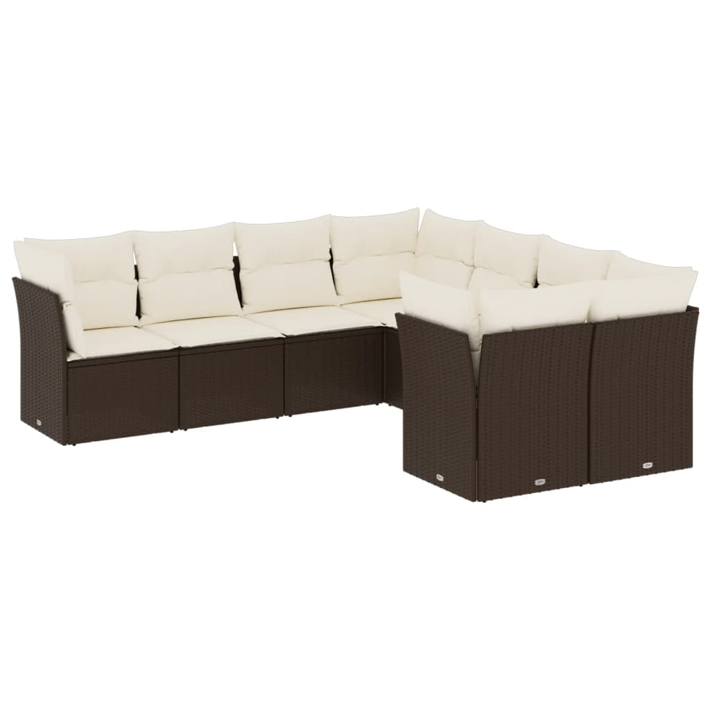 sofasæt til haven 8 dele med hynder polyrattan brun