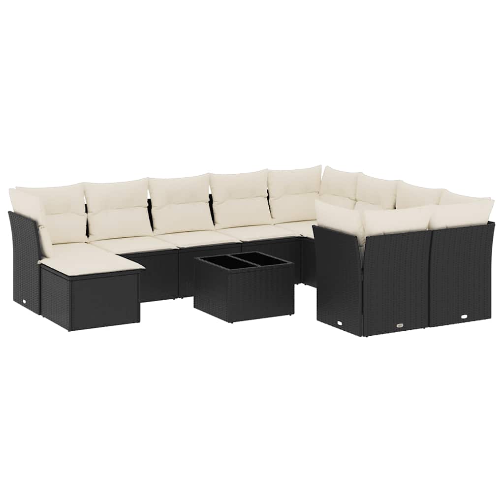 sofasæt til haven 11 dele med hynder polyrattan sort