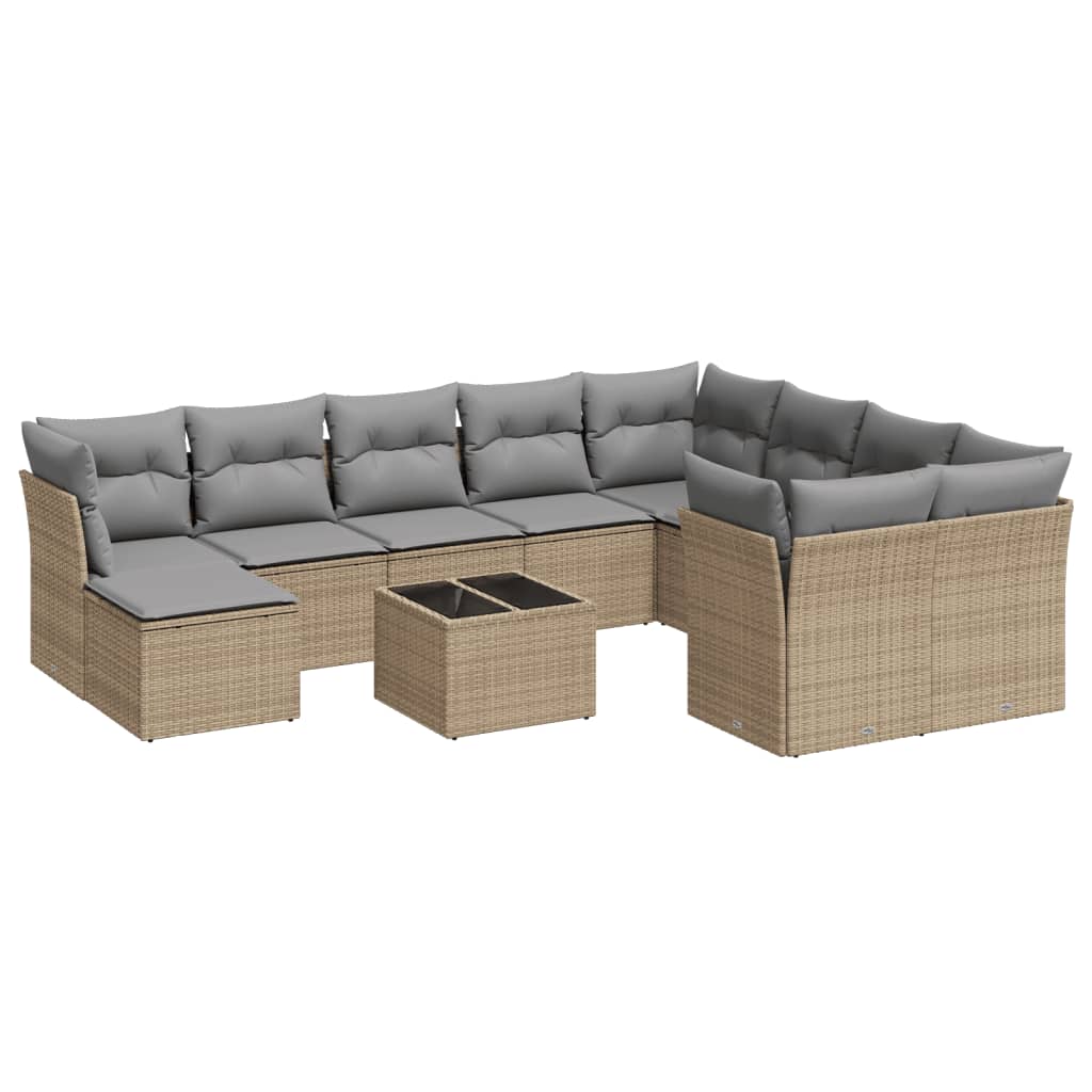 sofasæt til haven 11 dele med hynder polyrattan beige