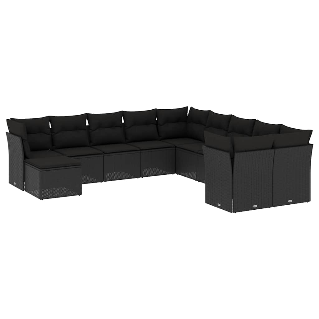 sofasæt til haven 11 dele med hynder polyrattan sort