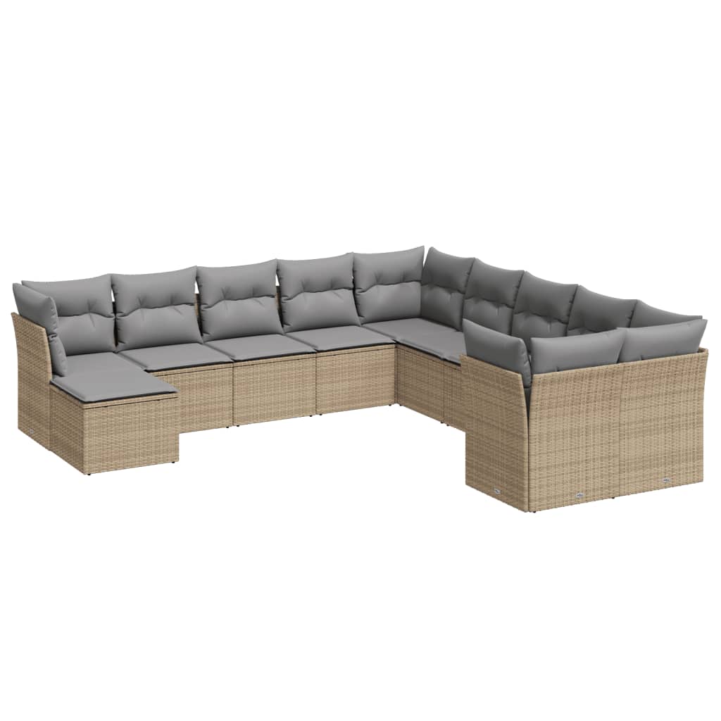 sofasæt til haven 11 dele med hynder polyrattan beige