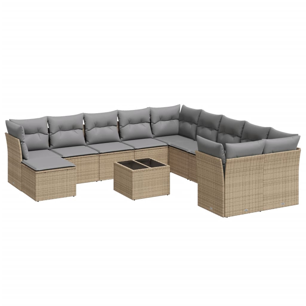 sofasæt til haven 12 dele med hynder polyrattan beige