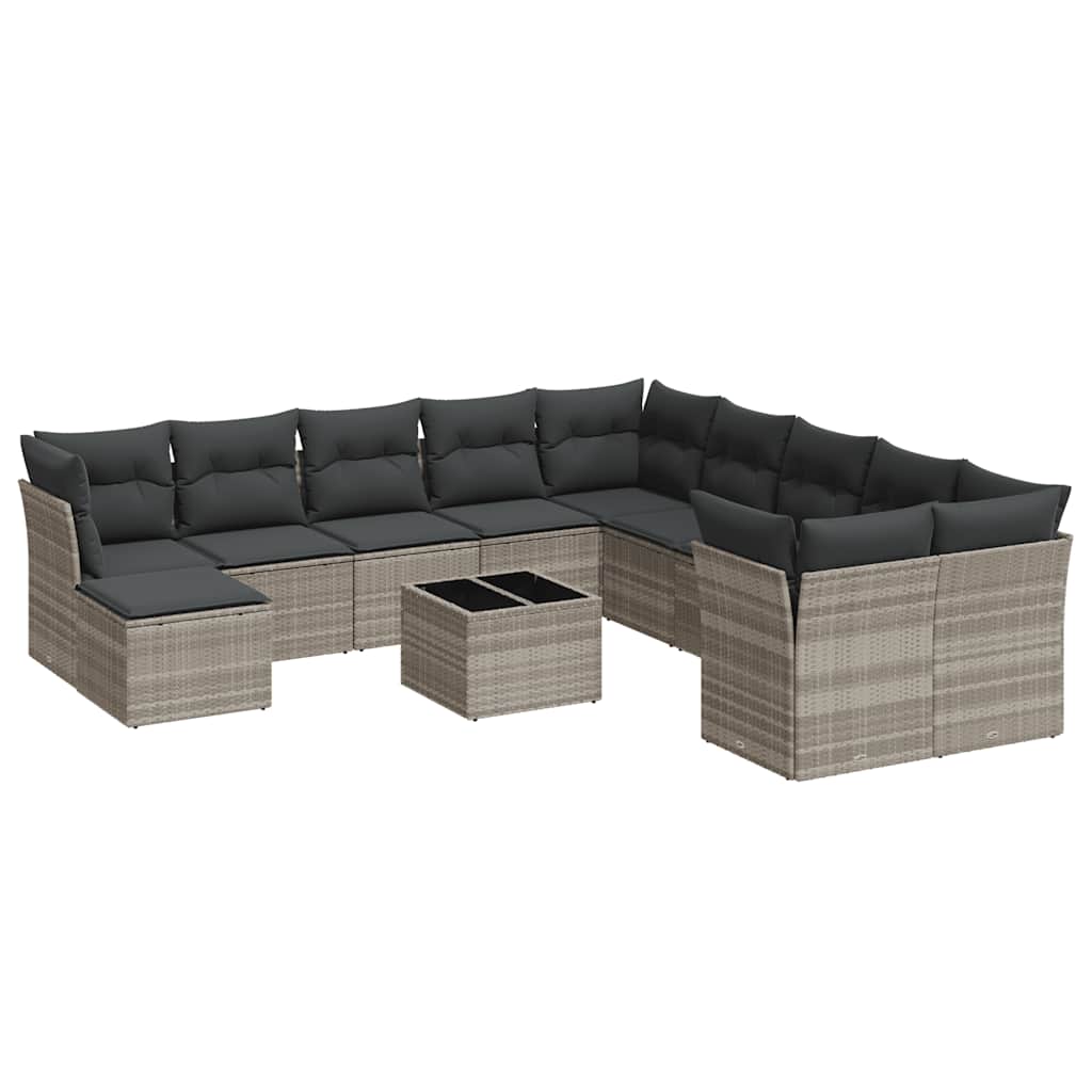 sofasæt til haven 12 dele med hynder polyrattan lysegrå