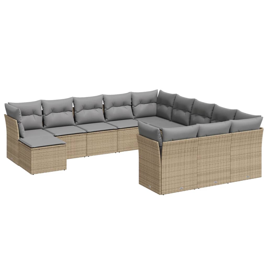 sofasæt til haven 12 dele med hynder polyrattan beige