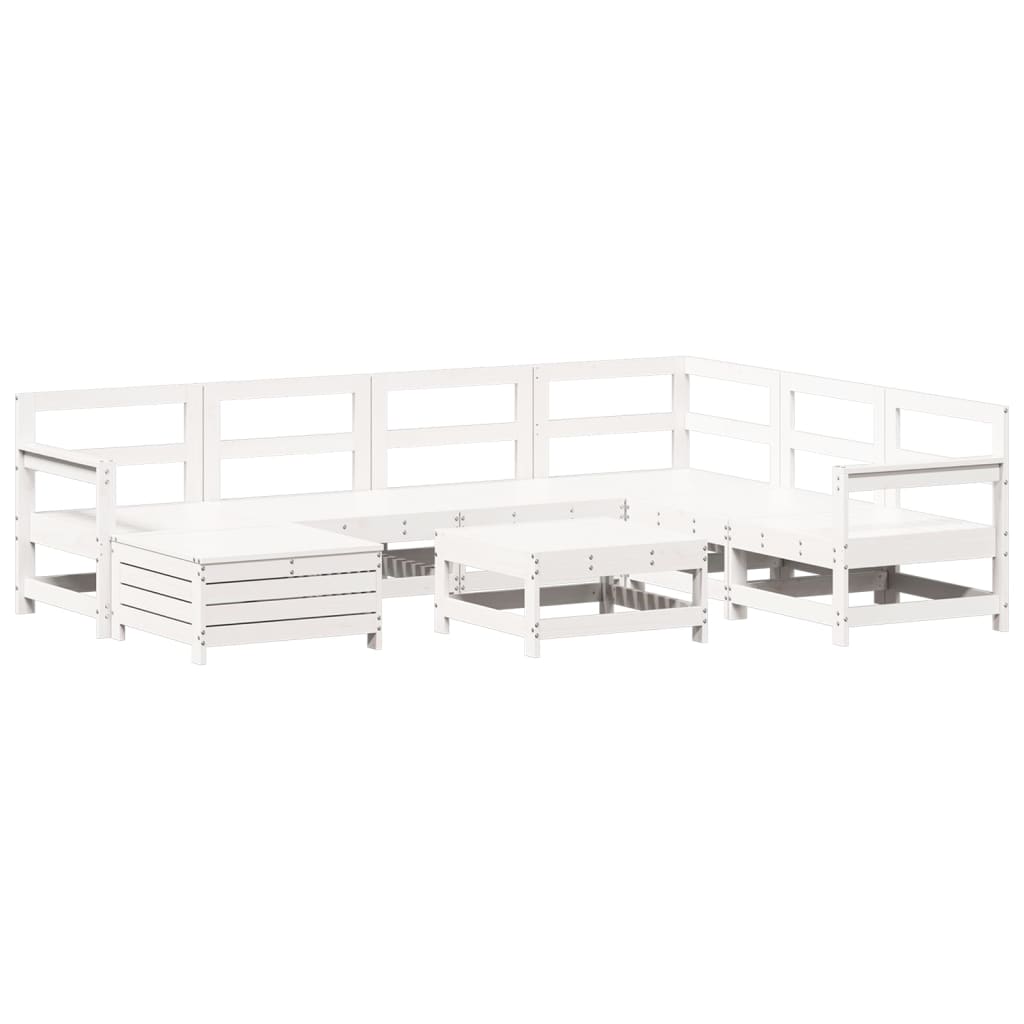 sofasæt til haven 8 dele massivt fyrretræ hvid