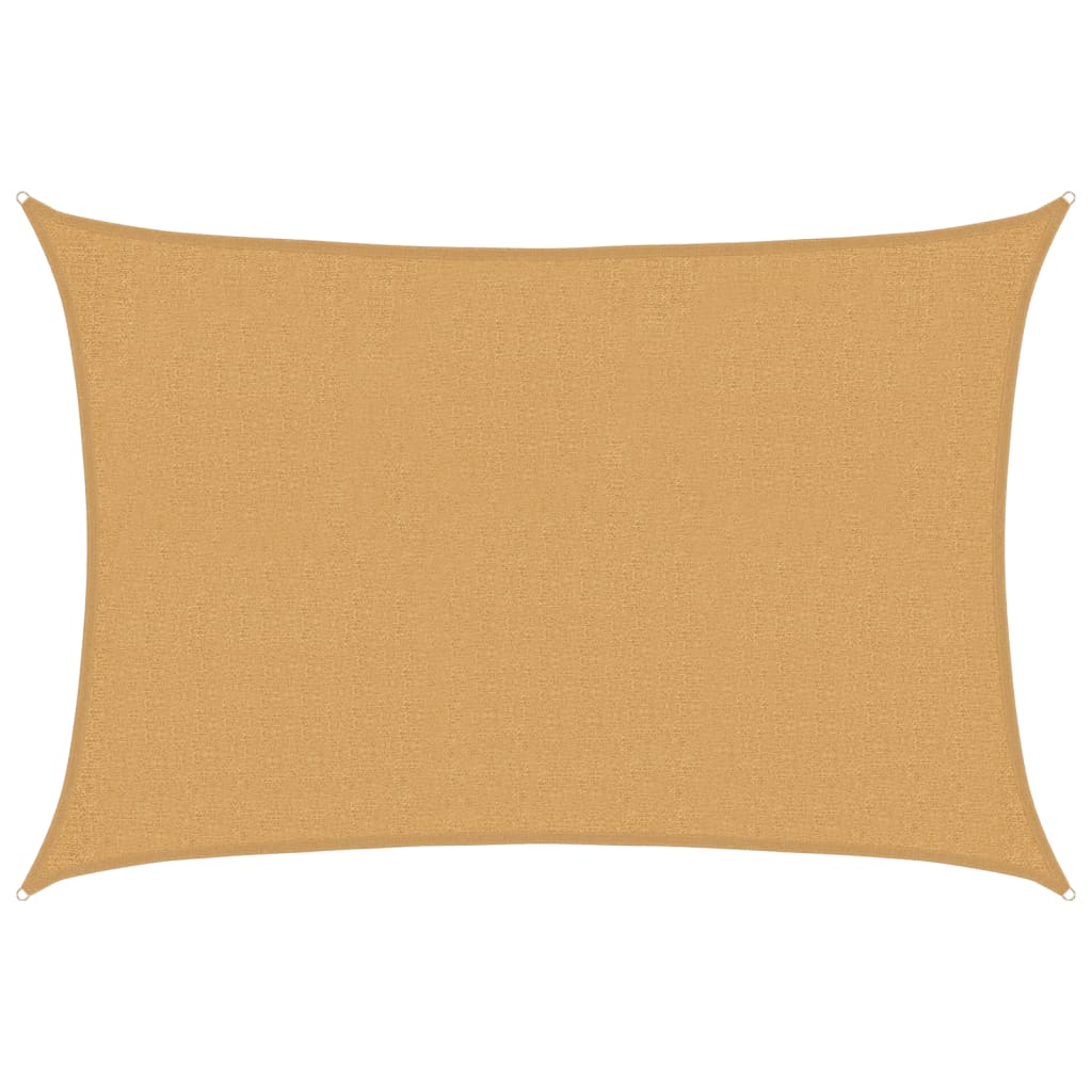 solsejl 2x3 m 160 g/m² HDPE rektangulær sandfarvet