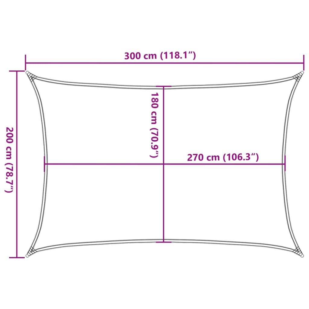 solsejl 2x3 m 160 g/m² HDPE rektangulær sandfarvet