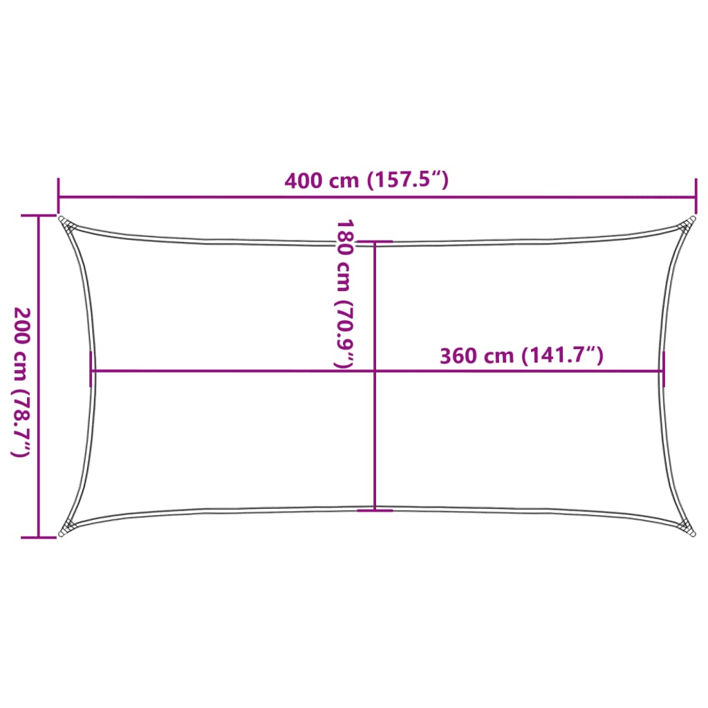 solsejl 2x4 m 160 g/m² HDPE rektangulær sandfarvet
