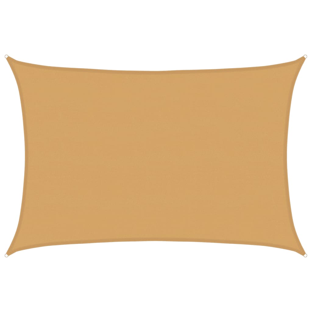 solsejl 5x7 m 160 g/m² HDPE rektangulær sandfarvet