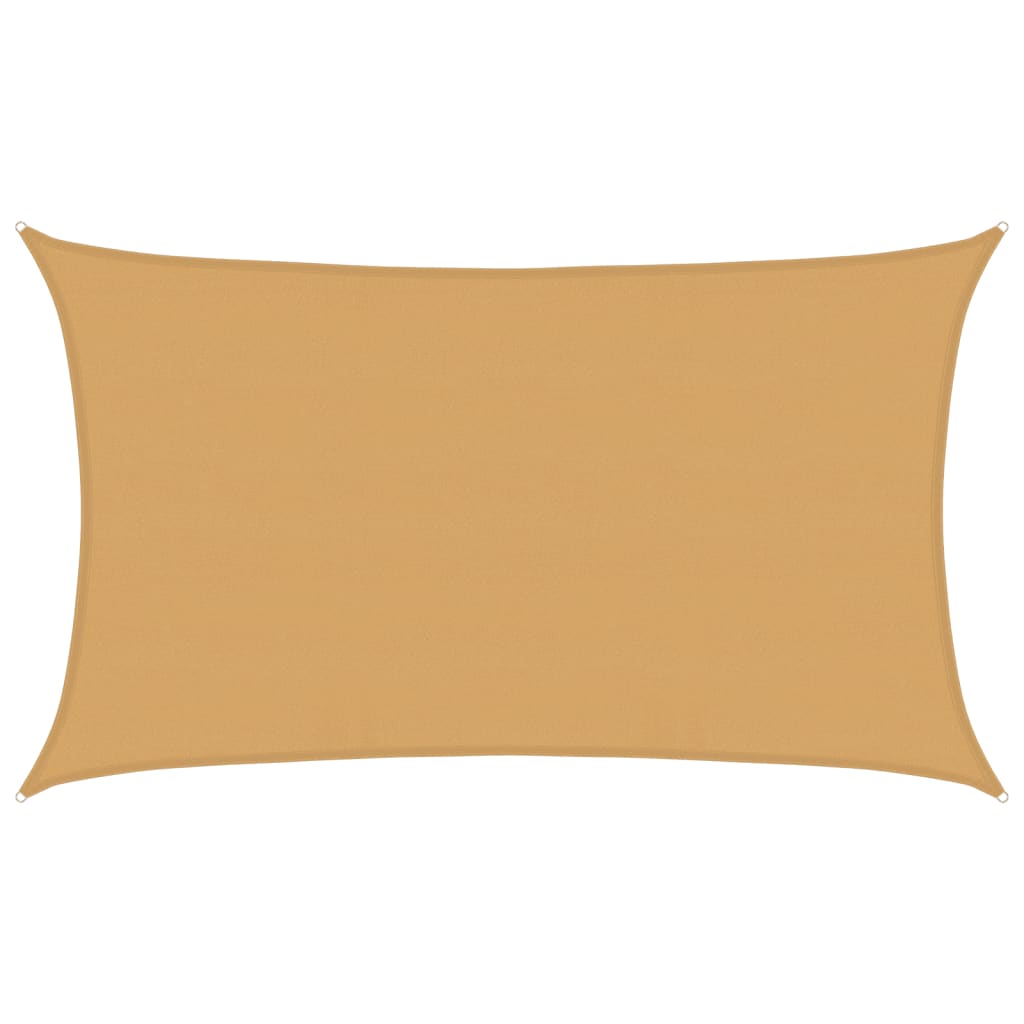solsejl 5x8 m 160 g/m² HDPE rektangulær sandfarvet