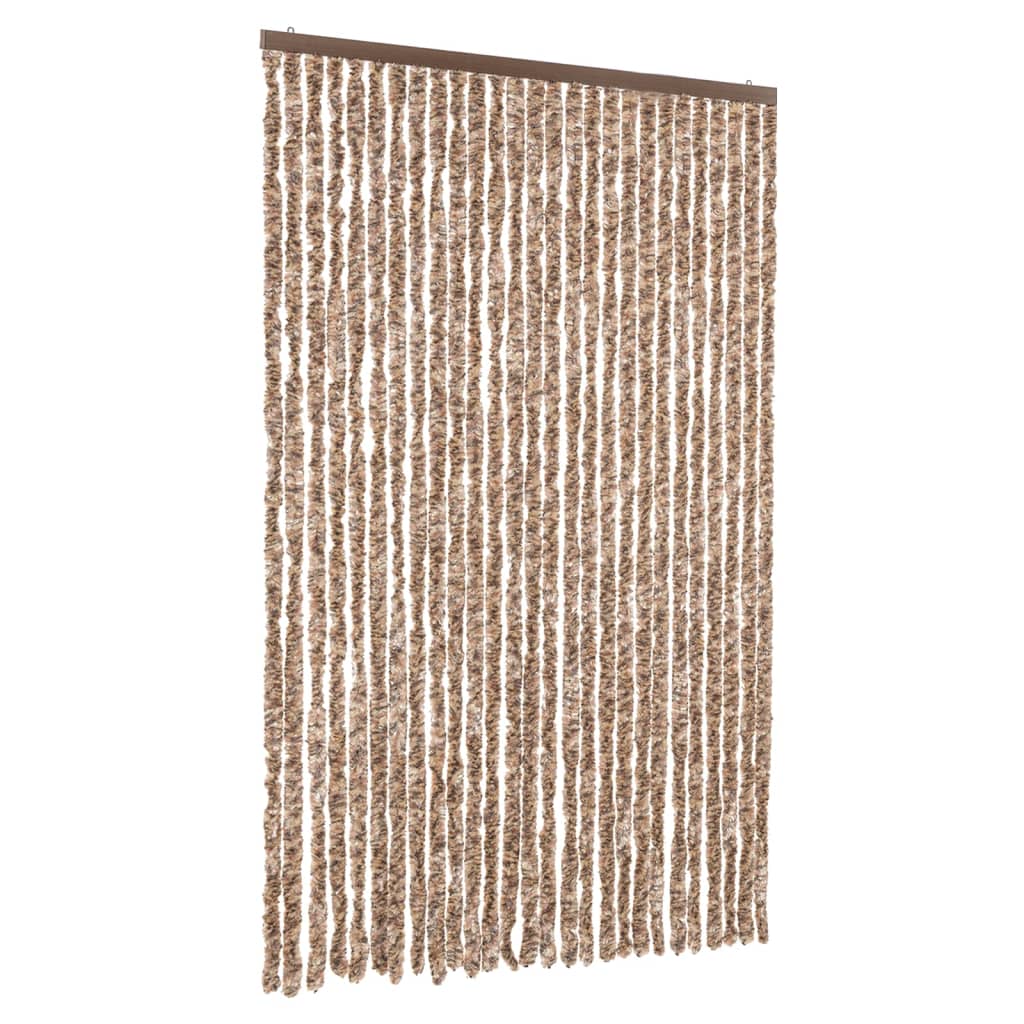flueforhæng 118x220 cm chenille beige og mørkebrun