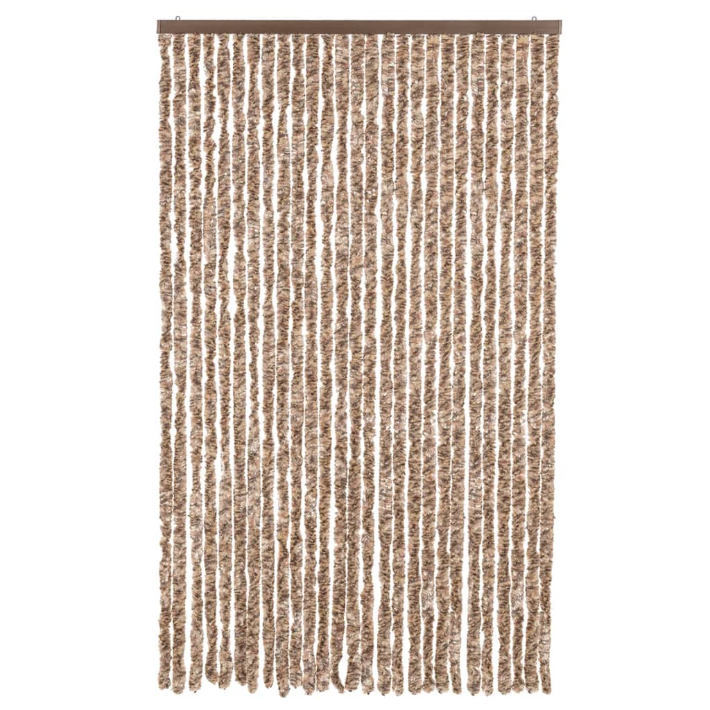 flueforhæng 118x220 cm chenille beige og mørkebrun