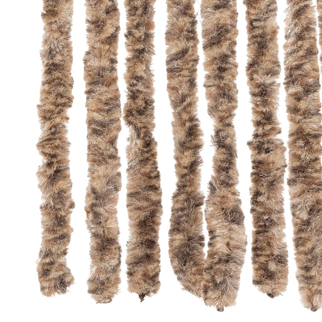 flueforhæng 118x220 cm chenille beige og mørkebrun