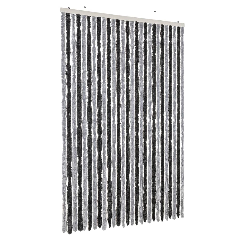 flueforhæng 118x220 cm chenille grå og sort