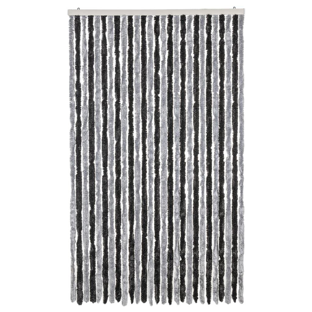 flueforhæng 118x220 cm chenille grå og sort