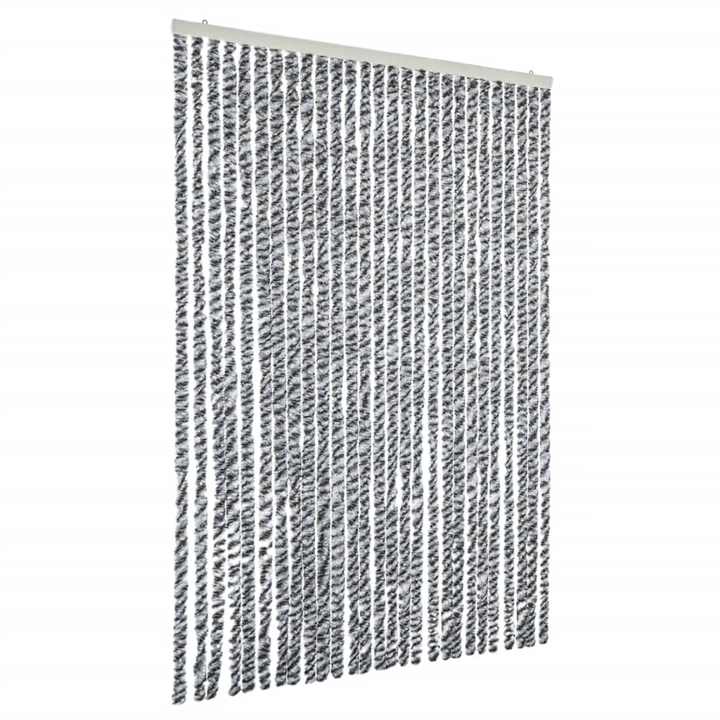 flueforhæng 1118x220 cm chenille grå og sort-hvid