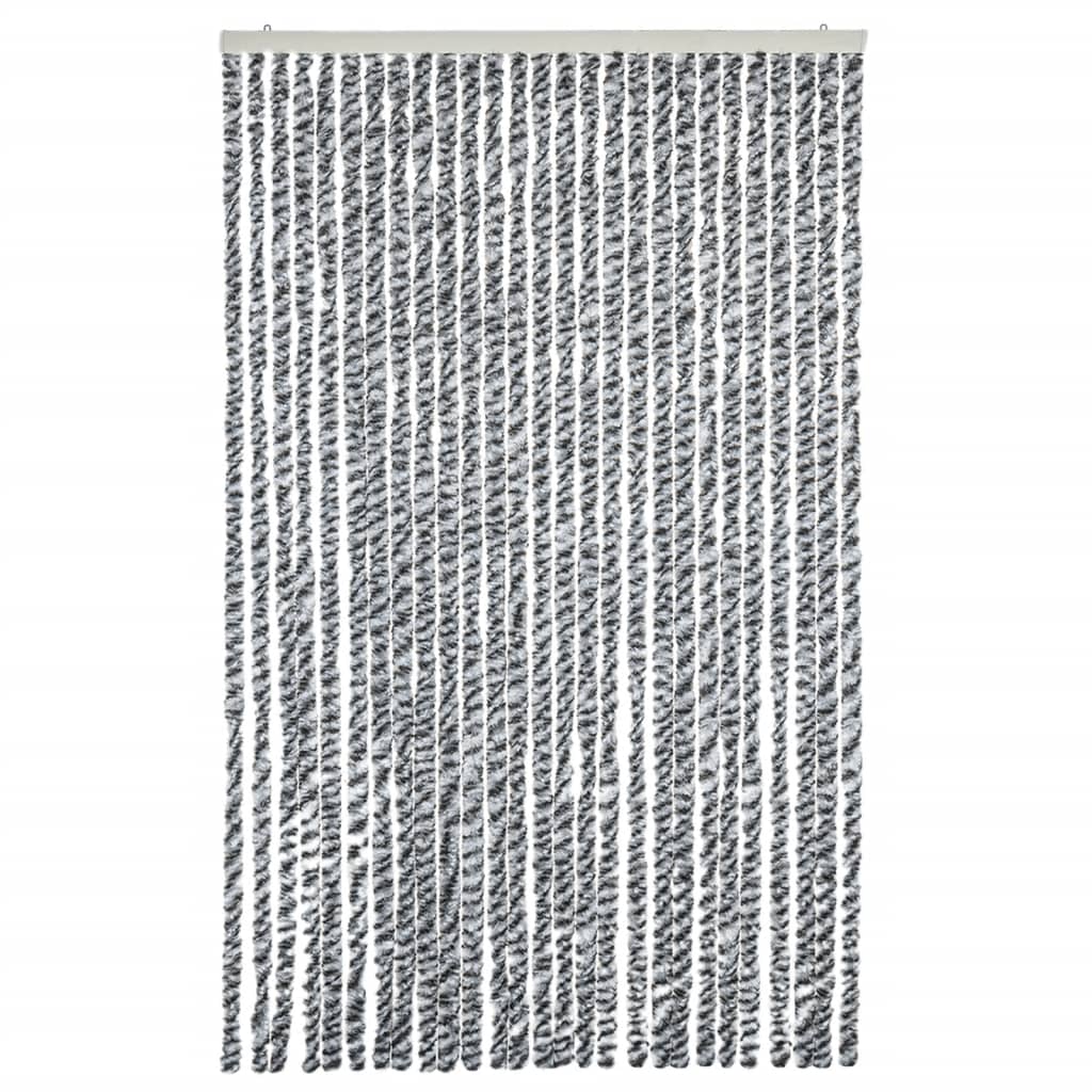 flueforhæng 1118x220 cm chenille grå og sort-hvid