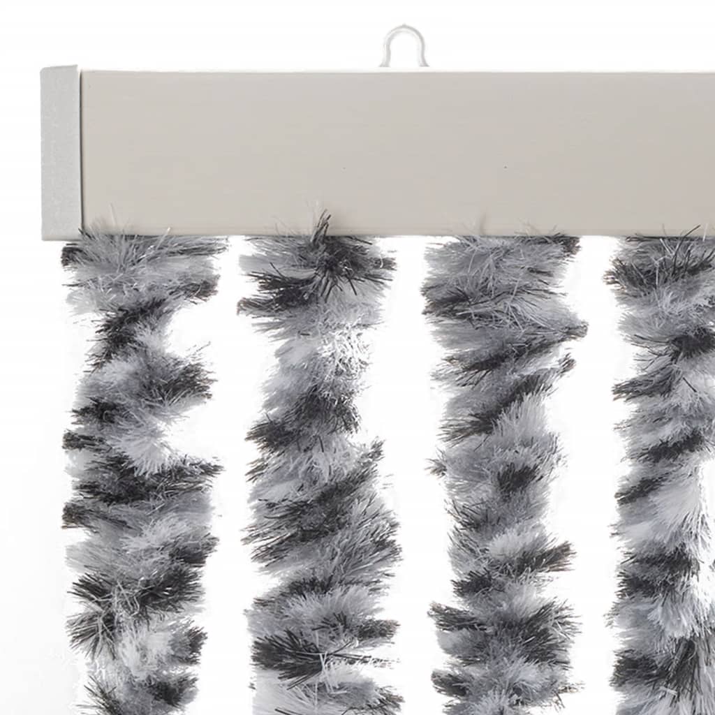 flueforhæng 1118x220 cm chenille grå og sort-hvid