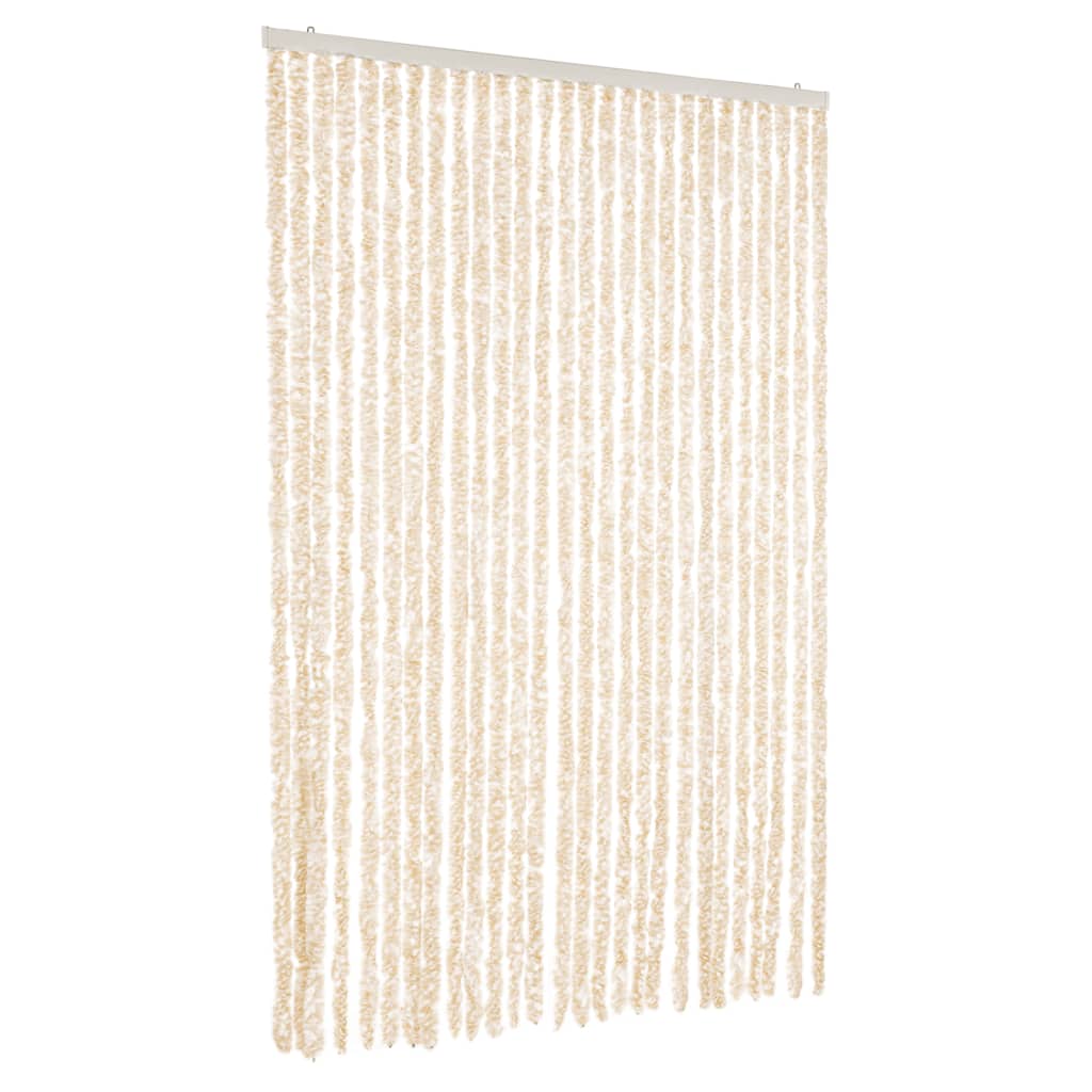 flueforhæng 118x220 cm chenille beige og hvid