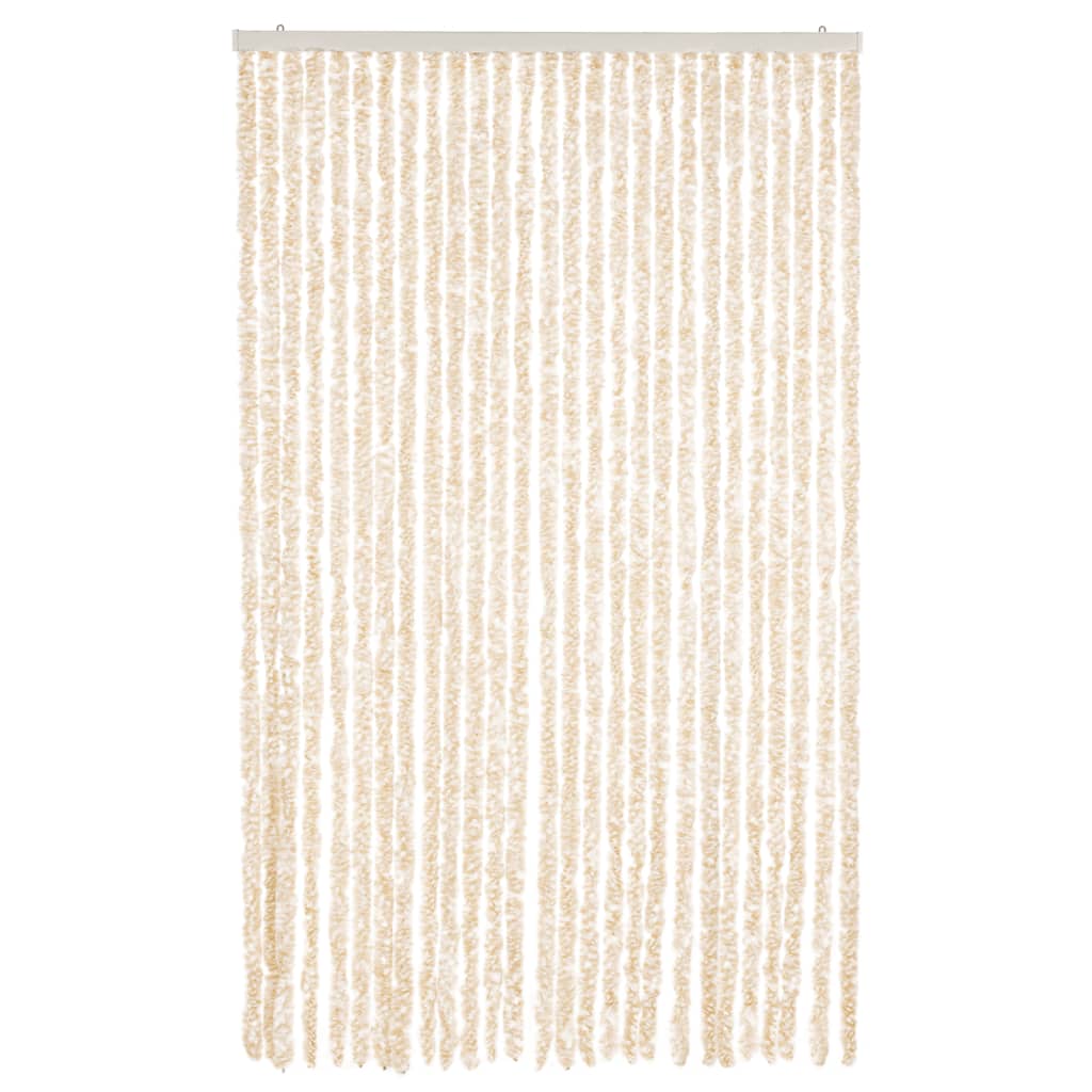 flueforhæng 118x220 cm chenille beige og hvid