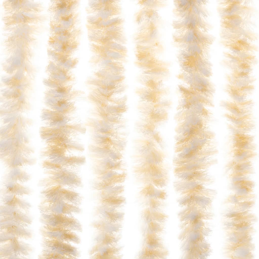 flueforhæng 118x220 cm chenille beige og hvid