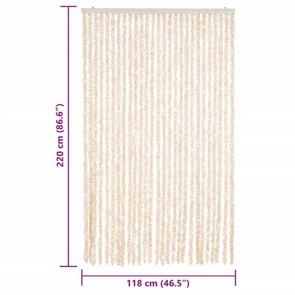 flueforhæng 118x220 cm chenille beige og hvid