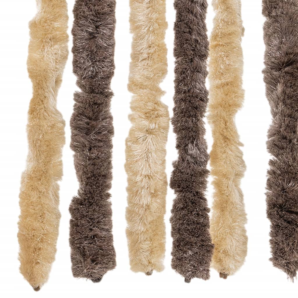 flueforhæng 118x220 cm chenille mørkebrun og beige