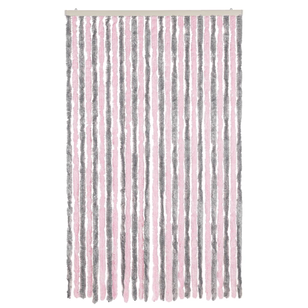 flueforhæng 118x220 cm chenille sølvgrå og lyserød