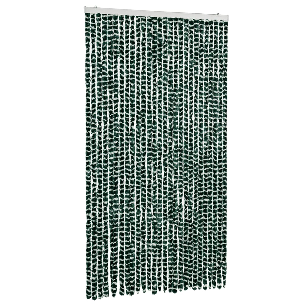 flueforhæng 118x220 cm chenille grøn og hvid