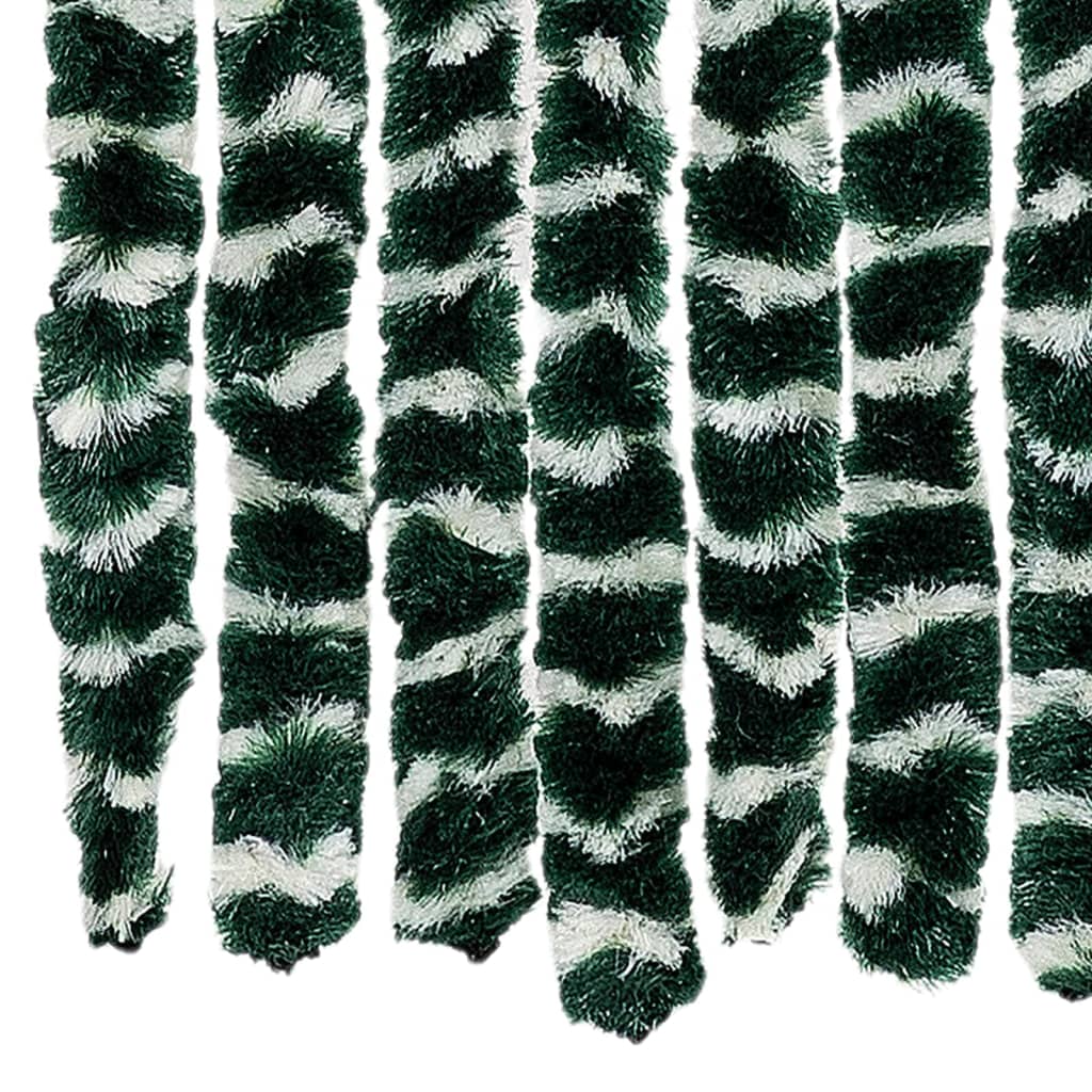 flueforhæng 118x220 cm chenille grøn og hvid