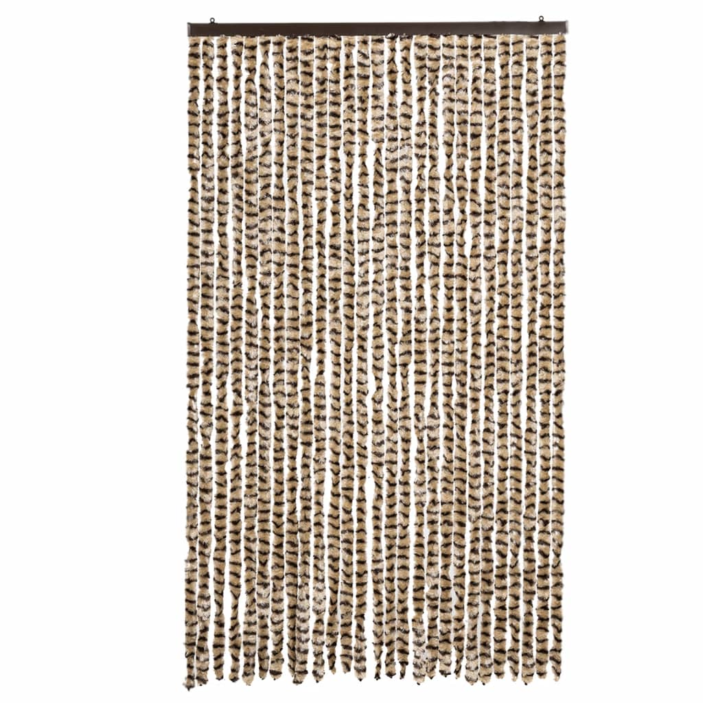 flueforhæng 118x220 cm chenille beige og brun