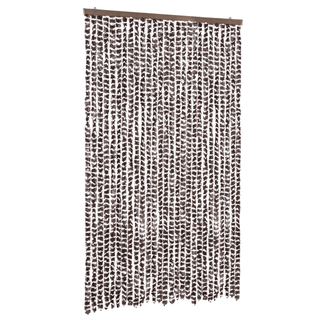 flueforhæng 118x220 cm chenille brun og hvid