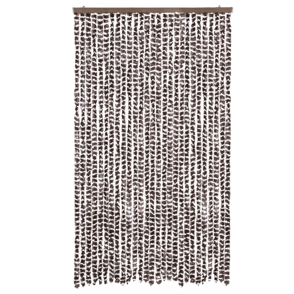 flueforhæng 118x220 cm chenille brun og hvid