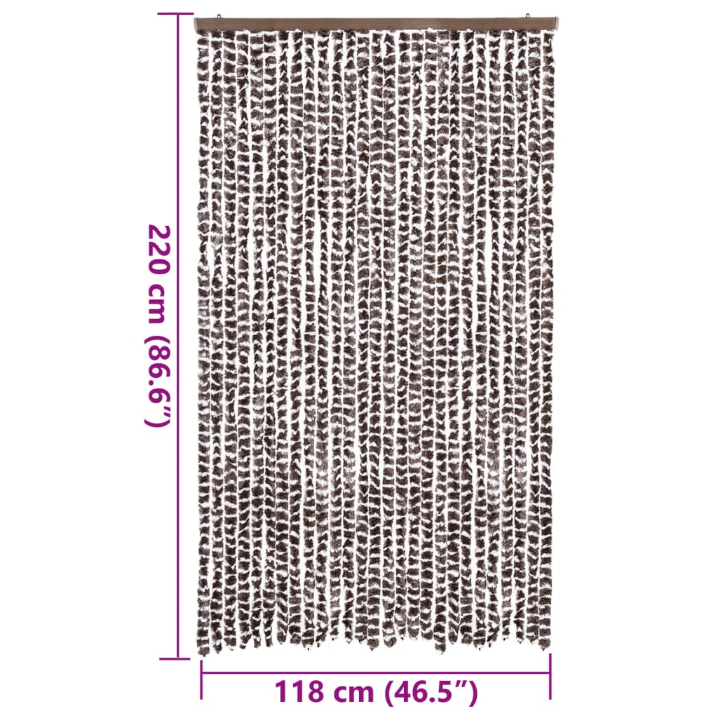 flueforhæng 118x220 cm chenille brun og hvid