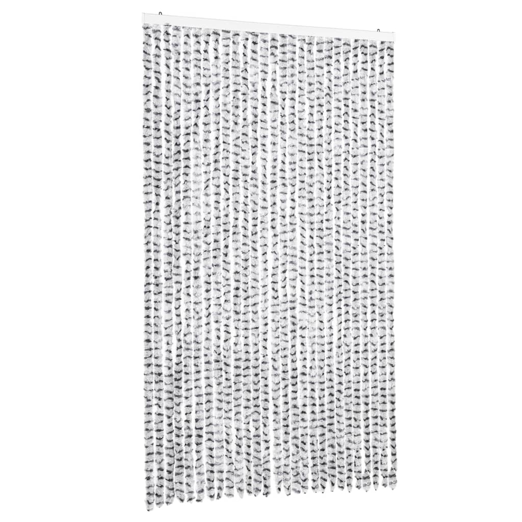 flueforhæng 118x220 cm chenille lysegrå og mørkegrå