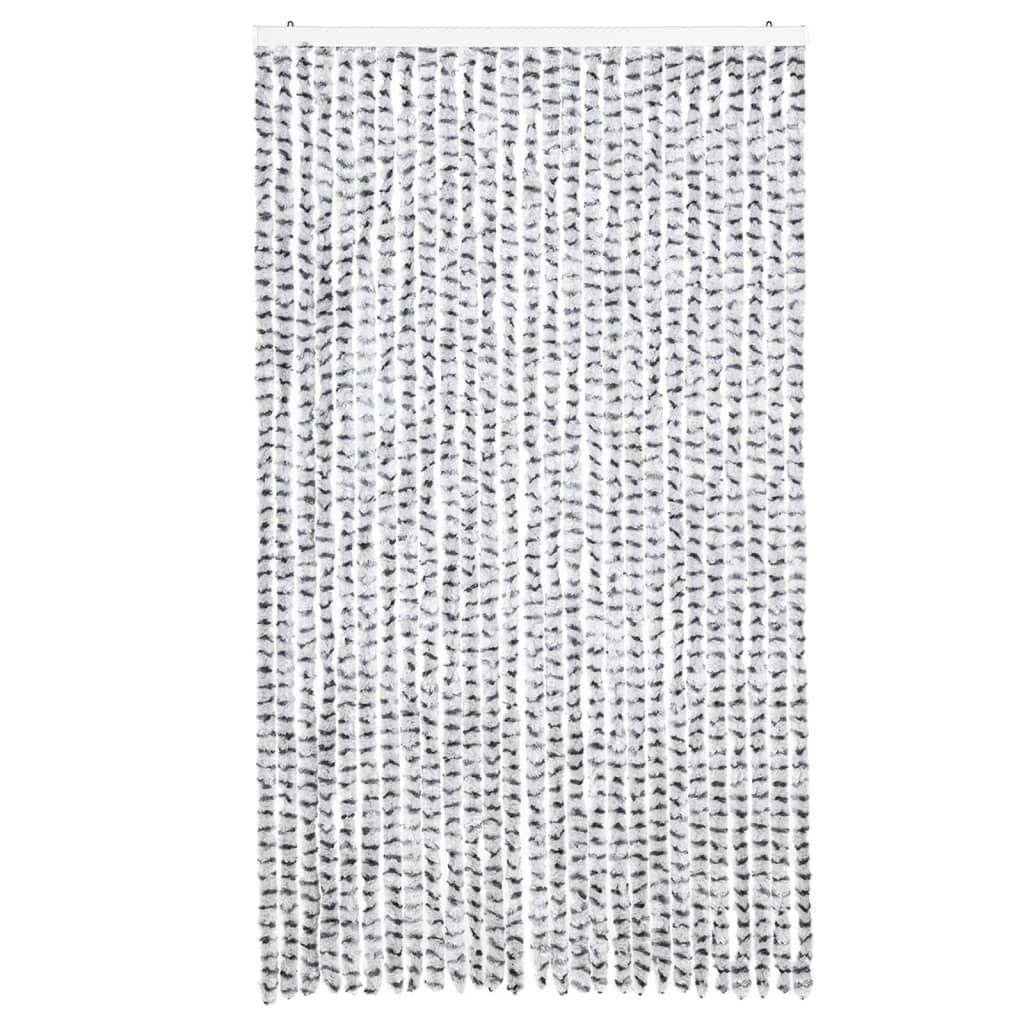 flueforhæng 118x220 cm chenille lysegrå og mørkegrå