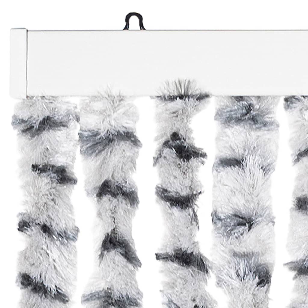 flueforhæng 118x220 cm chenille lysegrå og mørkegrå