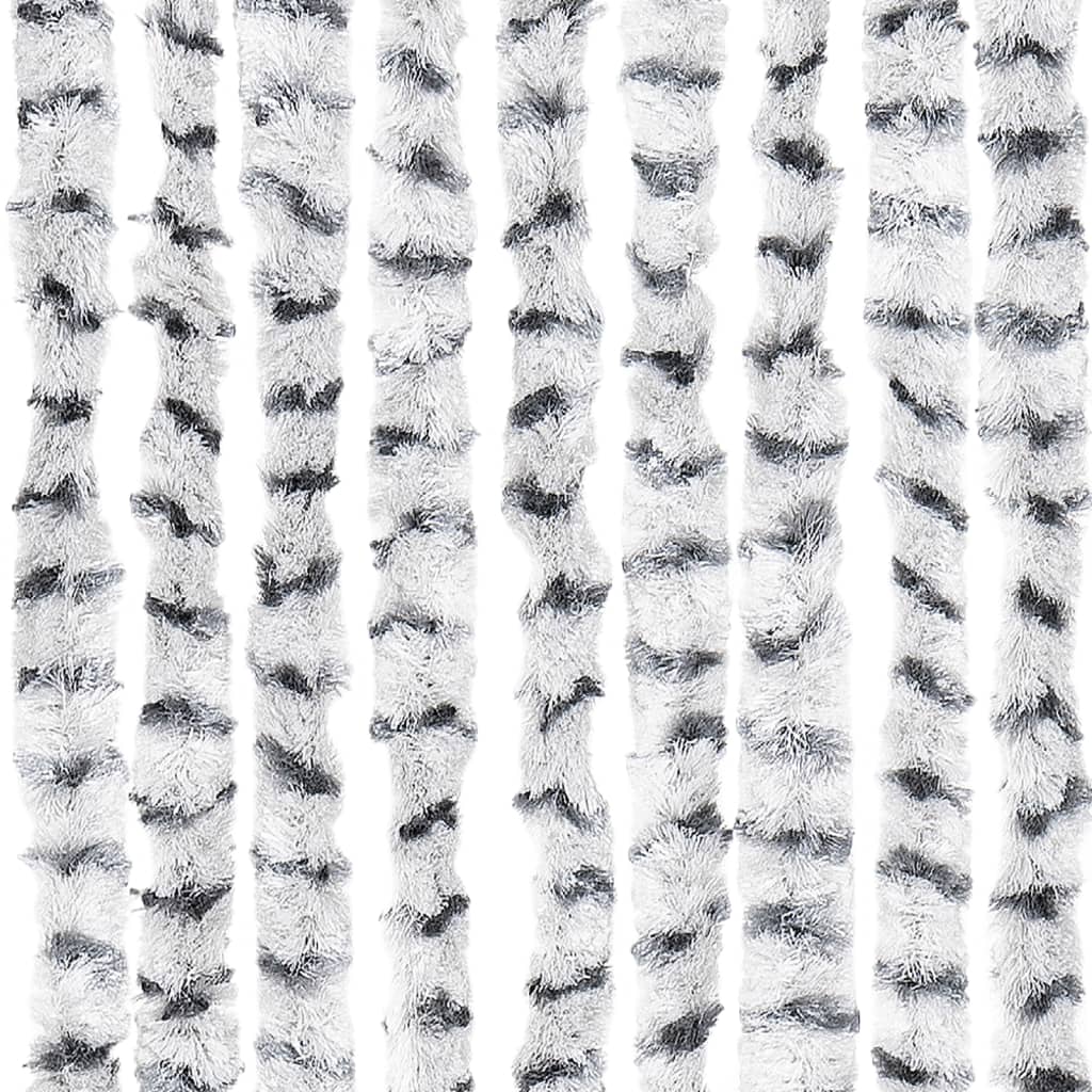 flueforhæng 118x220 cm chenille lysegrå og mørkegrå