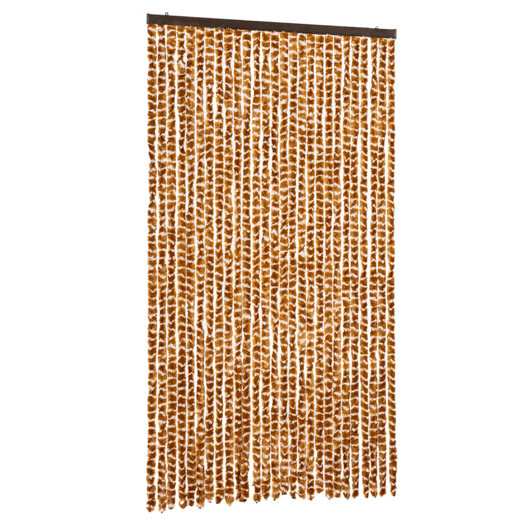 flueforhæng 118x220 cm chenille okkergul og hvid