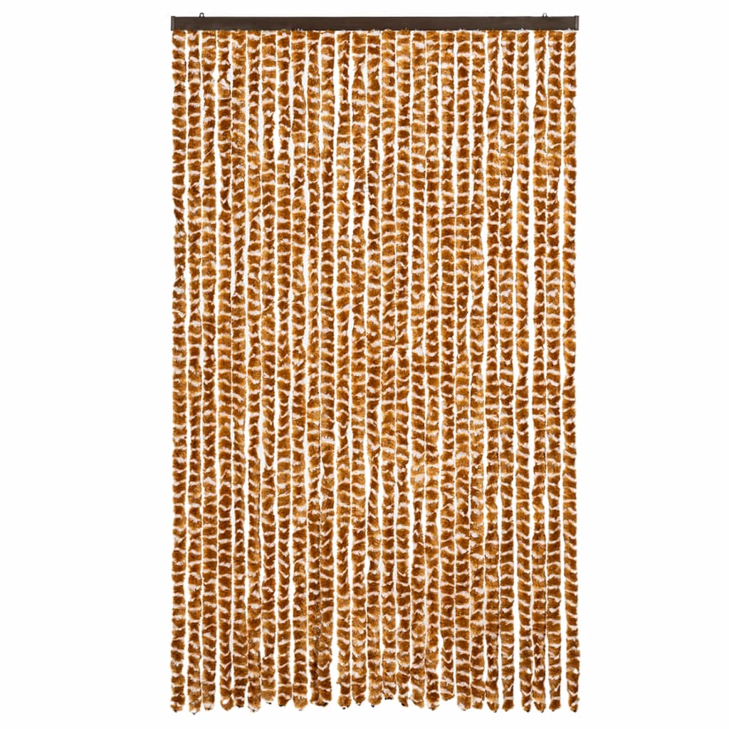 flueforhæng 118x220 cm chenille okkergul og hvid